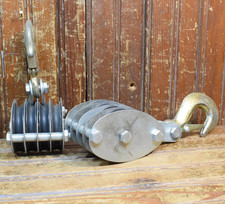 QUADRUPLE PULLEY BLOCK SNAP HOOK MOUNT FOR WIRE ROPE CABLE 2PC LOT LIFT HOIST