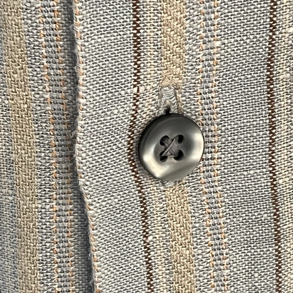 Рубашка Alfani мужская очень большая XL льняная вискозная для лагеря на пуговицах в полоску синяя желтая - Изображение 4 из 4