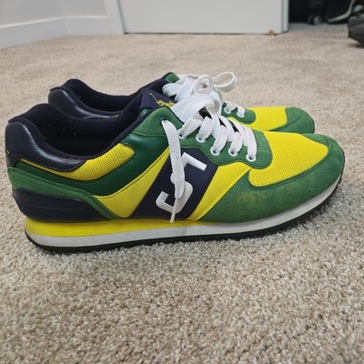 Polo Ralph Lauren Men's Sz 11 green Blue Slaton Pony Sneakers -PRE-OWNED Brazil 