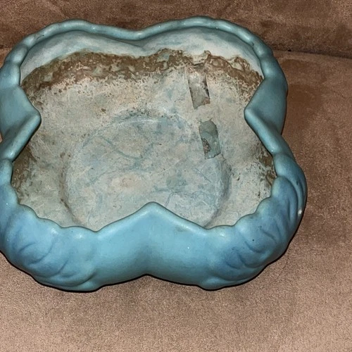 Van Briggle Pottery Bowl Planter Mulberry Oak leaf vtg 8.5” Blue Turquoise Matte