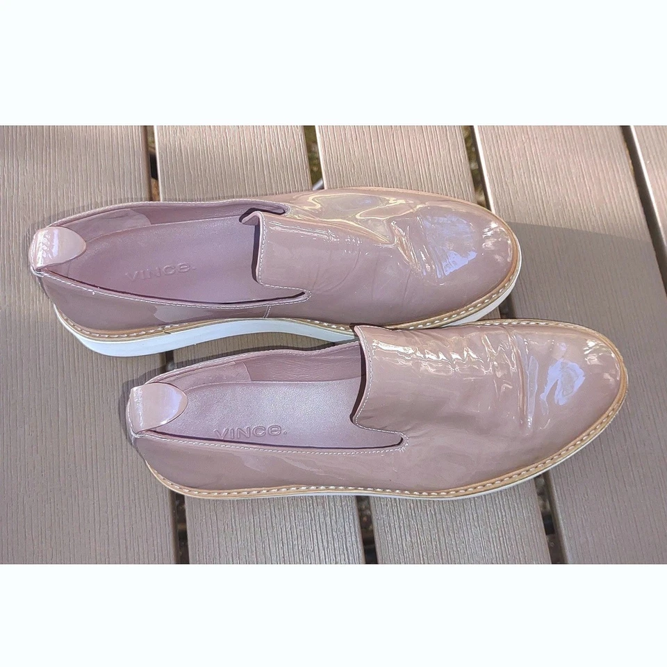 Zapatos informales Vince charol sin cordones mocasín rubor topo plataforma EE. UU. 6,5 Foto 3 de 4