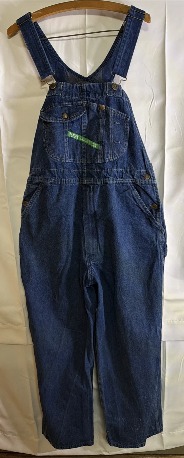 KEY IMPERIAL Bibs Overalls Men's Size 40X30Denim Work Farmer Vintage Blue Jean