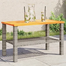 Garden Table Grey PE Rattan Medium Durable Garden Table