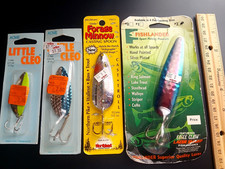 VTG Lot 4 New Fishing Lures Spoons Fishlander Little Cleo Forage Minnow Casting