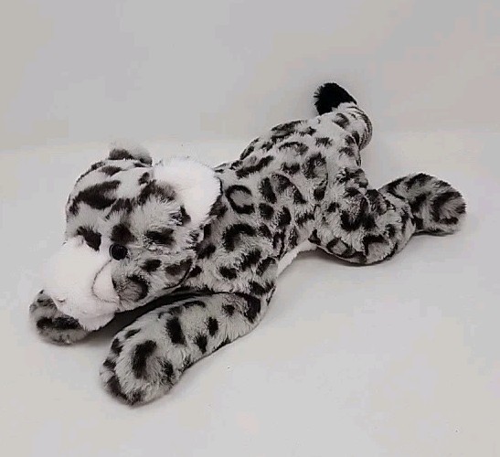 F.A.O Schwarz Snow Leopard Plush Stuffed Toy 14 Ins 2020 Pink Nose Weighted Paws