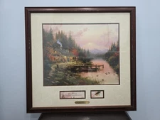 Thomas Kinkade THE END OF A PERFECT DAY 22x21”Framed With Fishing Lure COA