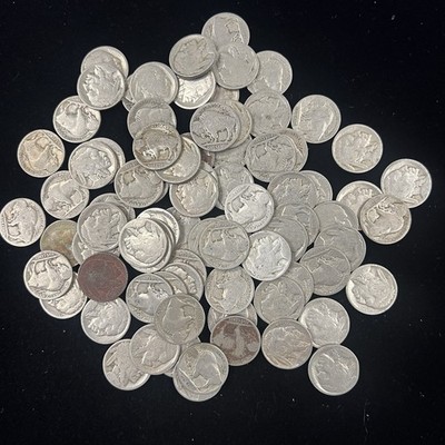 Lot of 80 Dateless, No Date, Cull, Low Grade Buffalo Nickels 1913-1938
