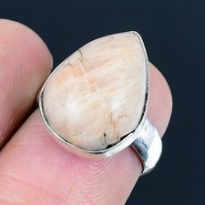 Orange Aventurine Gemstone Handmade 925 Silver Jewelry Ring Size Adjustable
