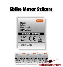 3x EPAC 250w 15.5mph Ebike Bafang Legal Motor Silver Sticker Decal