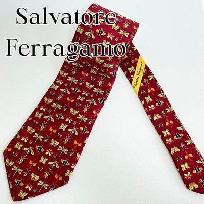Salvatore Ferragamo Krawatte 100 % Seide Insektenmuster Made in Italy