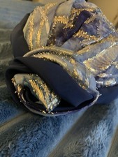 Vintage Silver Metallic Blue Cloche Hat With Rose On Side