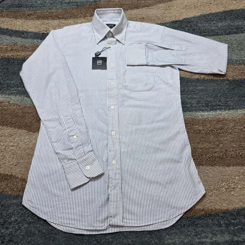 Ike Behar Men’s 15 Shirt Blue White Stripe Button Down Made in USA NWT - Image 2 of 4