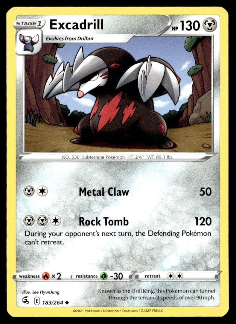 Excadrill 183/264 Pokemon Card Fusion Strike Uncommon 120 HP Lightly Played CA
