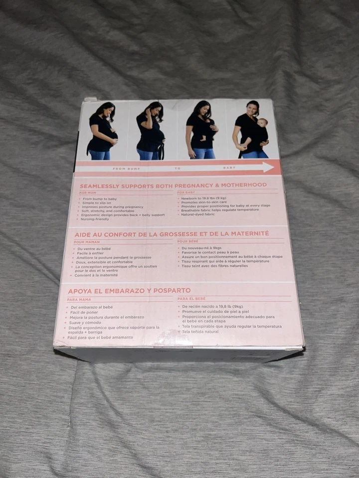 Moby Bump & Beyond T-Shirt Wrap Baby Newborn Carrier Black Size 3 - Image 3 of 4