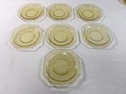 Federal Glass  Madrid Amber Depression Pressed Set Of 7 Saucers