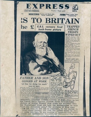 1960 George Bernard Shaw Celebrities London Daily Express Actor News 7x9 Photo