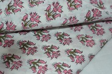2 Yard Hand Block Print Floral Fabric 100 Cotton NO TARRIF CHARGES 100 ZK 218