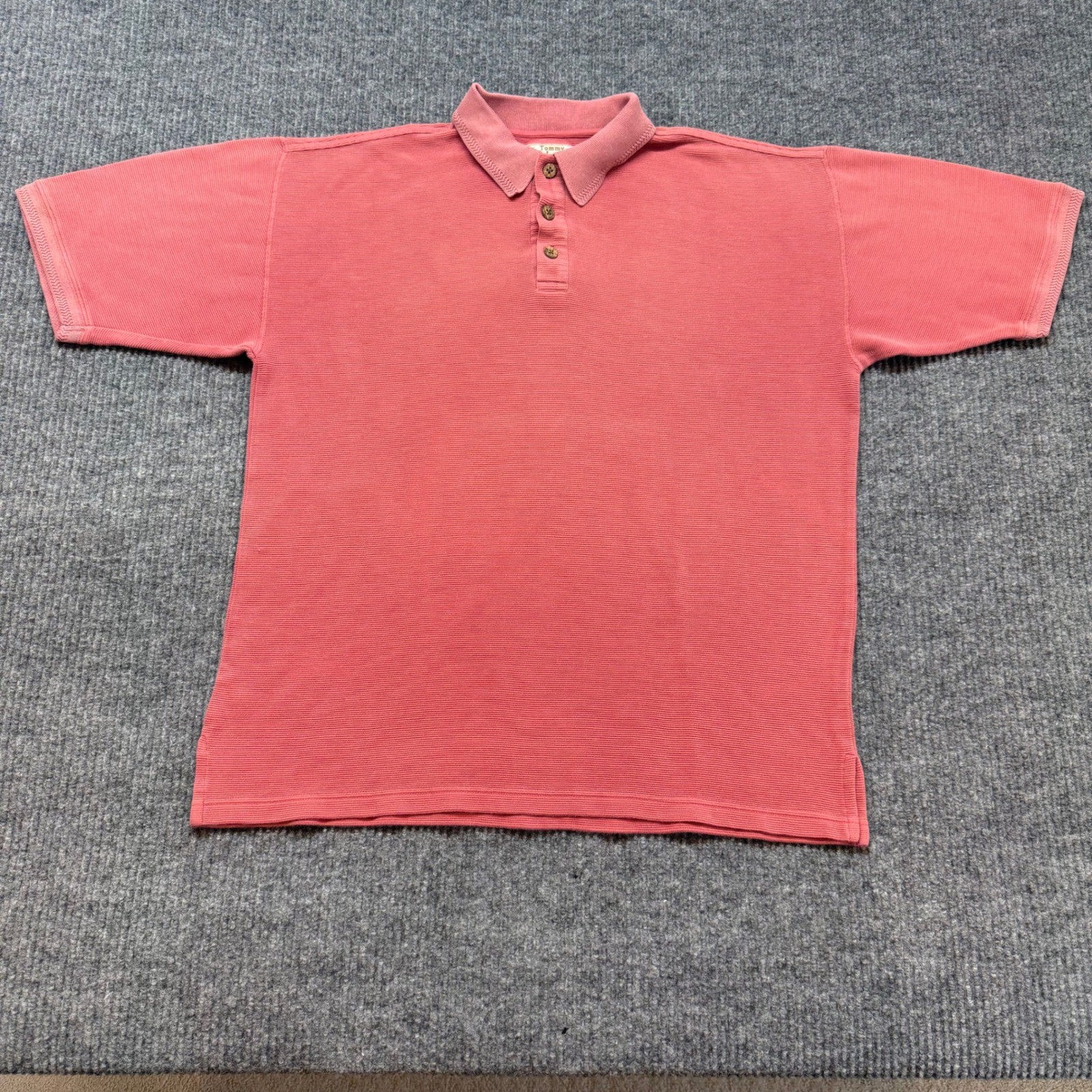 VTG Tommy Bahama Mens M Silk Blend Polo Shirt Salmon Pink Resort Preppy Textured