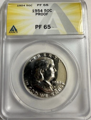 1954  Proof Franklin Half Dollar - ANACS PF 65 - Just Graded/New Holder