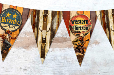 Country & Western Vintage American Style Wimpel Hacke unten Rodeo Dekoration