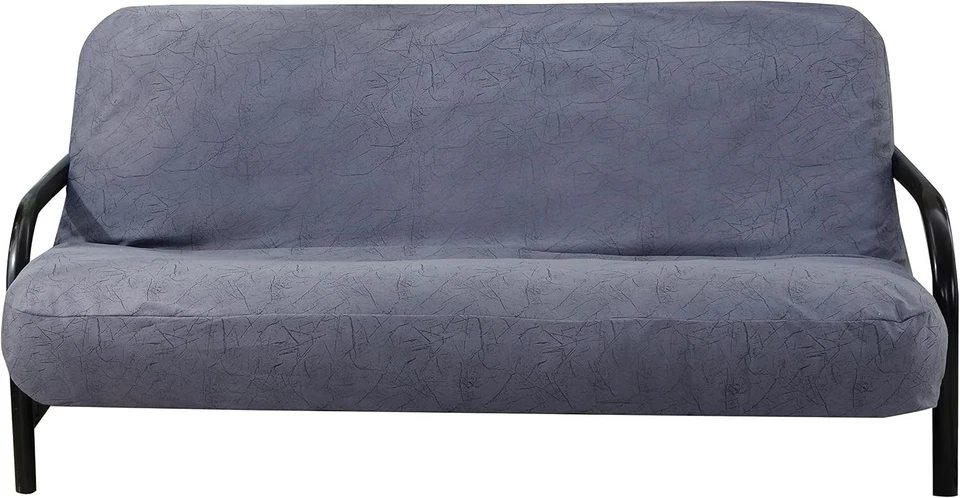 Funda Futón Terciopelo Cremallera Tamaño Completo Sofá Colchón Funda Gris Moderna Foto 3 de 4