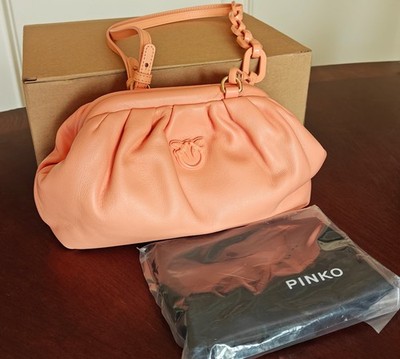 PINKO Love Chain-strap Mini Clutch/Salmon/NWT