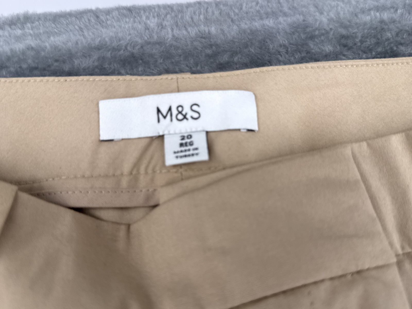 M&S Womens Cargo Trousers UK 20 Regular Sand Beige Wide Leg Stretch BNWT Pockets image 3