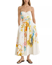 AUTH REISS Corset Detail Floral Dress Ivory