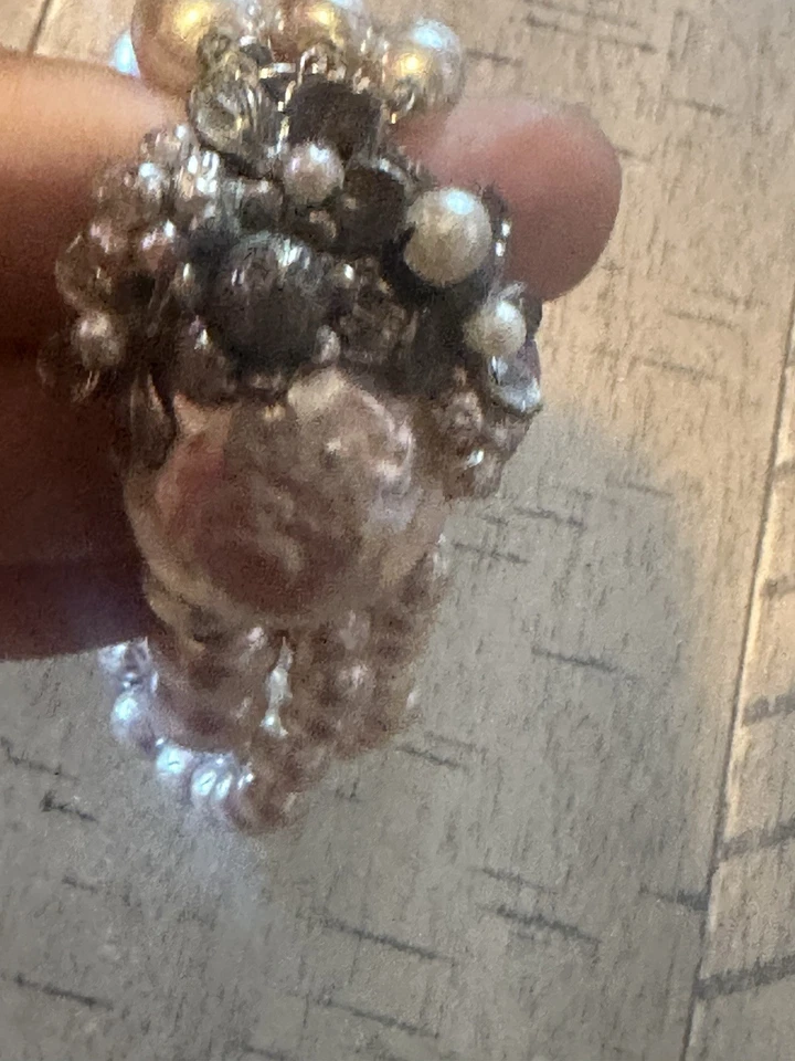 老式签名 MIRIAM HASKELL 三股巴洛克风格仿珍珠手链 — 第 3/4 张图片