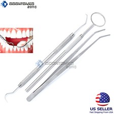 3 Pcs Basic Dental Instruments Set Mouth Mirror Explorer Plier Stainless Steel