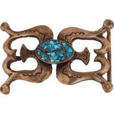 Brass Turquoise Southwest Navajo Native American Indian Vintage Belt Buckle