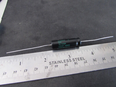 200uF, 16V Sprague 30D BLACK Axial Capacitor TE1164, 200uF 16DC, 200uF 16VDC USA