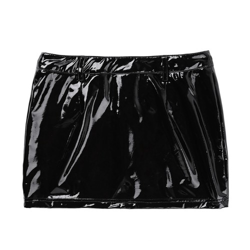 AU Women Wet Look Skirt PVC Leather Zipper Bodycon Clubwear Short Pencil Skirts - Picture 8 of 33