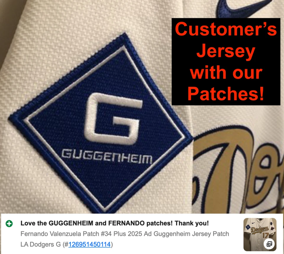 Fernando Valenzuela Patch #34 Plus 2025 Ad Guggenheim Jersey Patch LA Dodgers G - Image 2 of 4