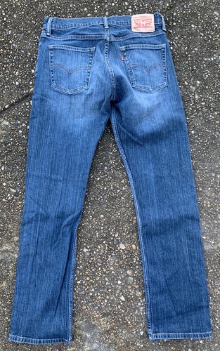 LEVIS 514 MEN'S RED TAB BLUE JEANS 32x34, STRAIGHT, MEDIUM DARK WASH GENTLY WORN - Picture 3 of 5