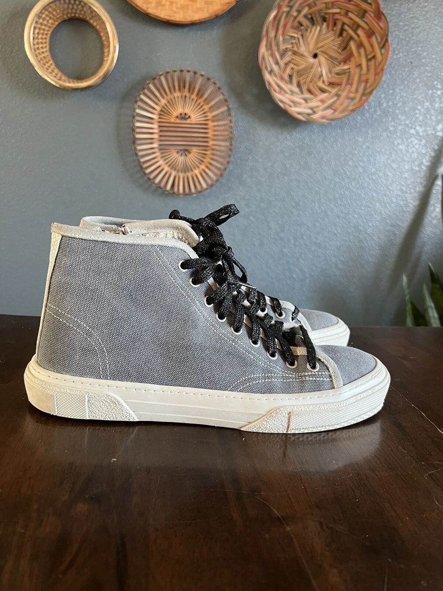 P448 Sally Denim High Top Sneakers Size 40 Side Zip eBay