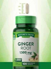 GINGER ROOT 1500mg ( 750mg per capsule ) 100 Caps Nature's Truth EXP 11/2026