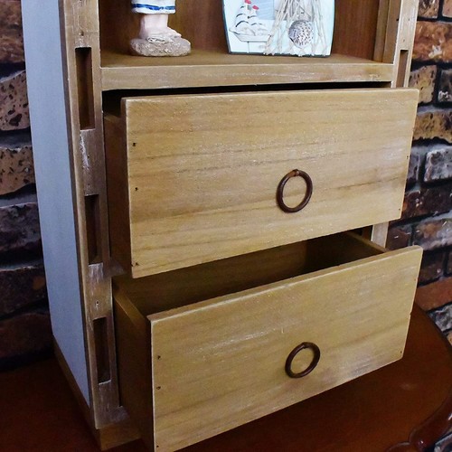 Wooden Hanging Boat Decor with Shelf Drawer Wood Boat Wall Rustic Nautical Decor - Picture 4 of 6