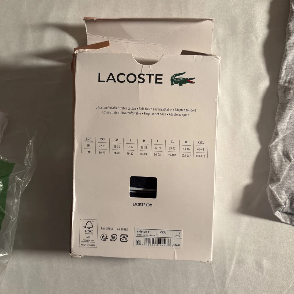 NUEVO Calzoncillos Boxer Lacoste Informales Algodón Elástico, Lote de 3 paquetes, Talla S Foto 2 de 4