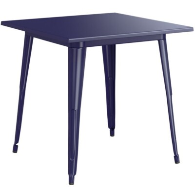 32'' Square Navy Metal Indoor or Outdoor Restaurant Patio Table - Cafe Table