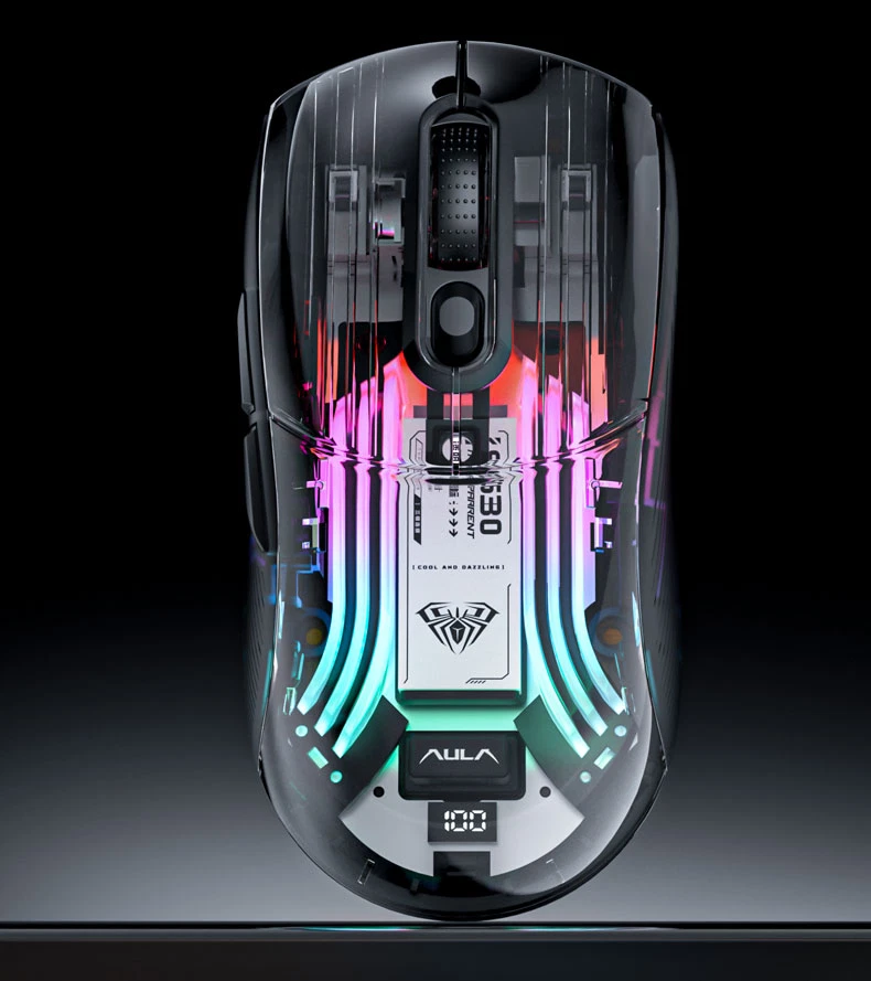 AULA SC630 Transparent Gaming Mouse - Tri-Mode Connectivity with Cool Backlight - Image 4 of 4