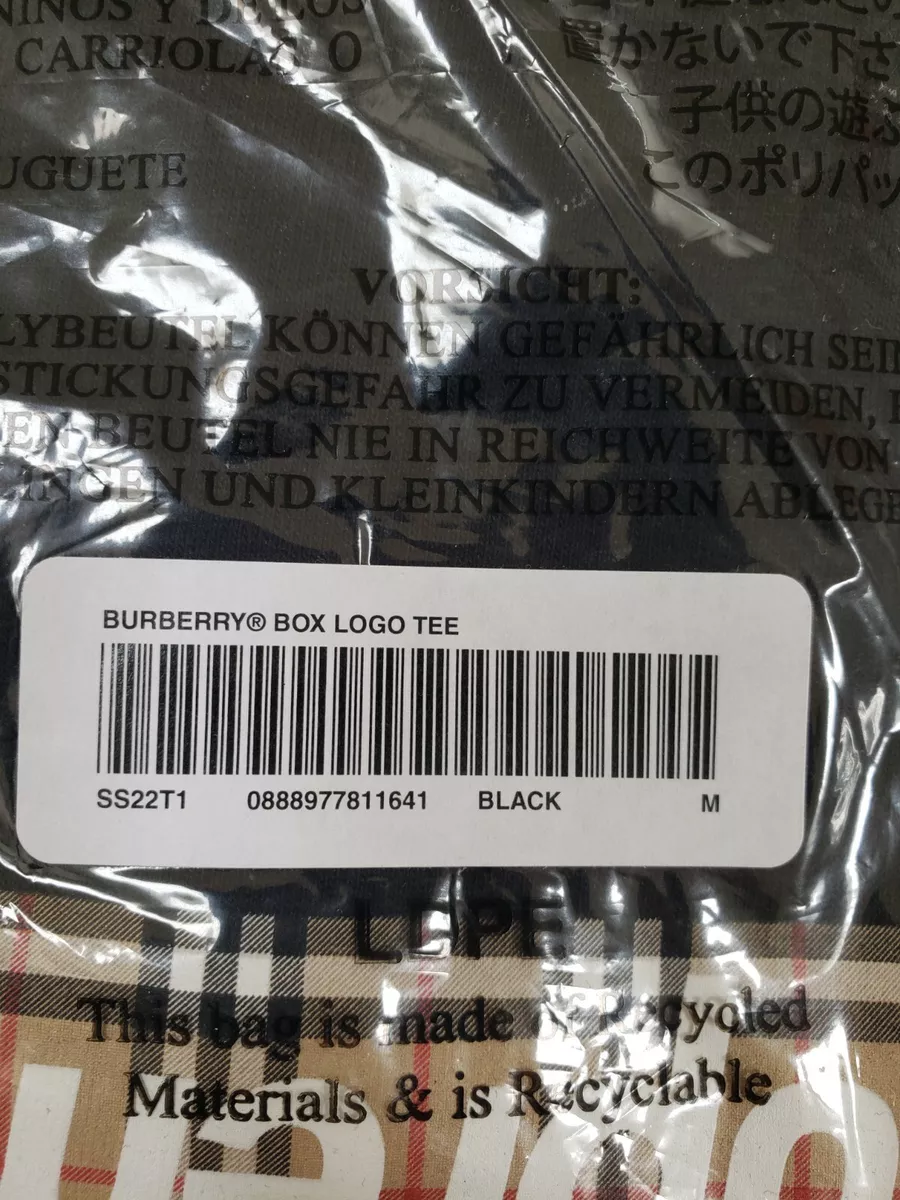 Supreme Burberry Box Logo Tee Shirt T Black Size Medium M BOGO