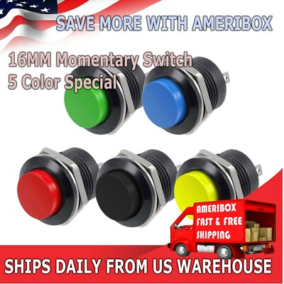#ad #ad 5 Color PCS Normally Open 16mm Round Momentary 2 Pins Metal Push Button Switch $6.95