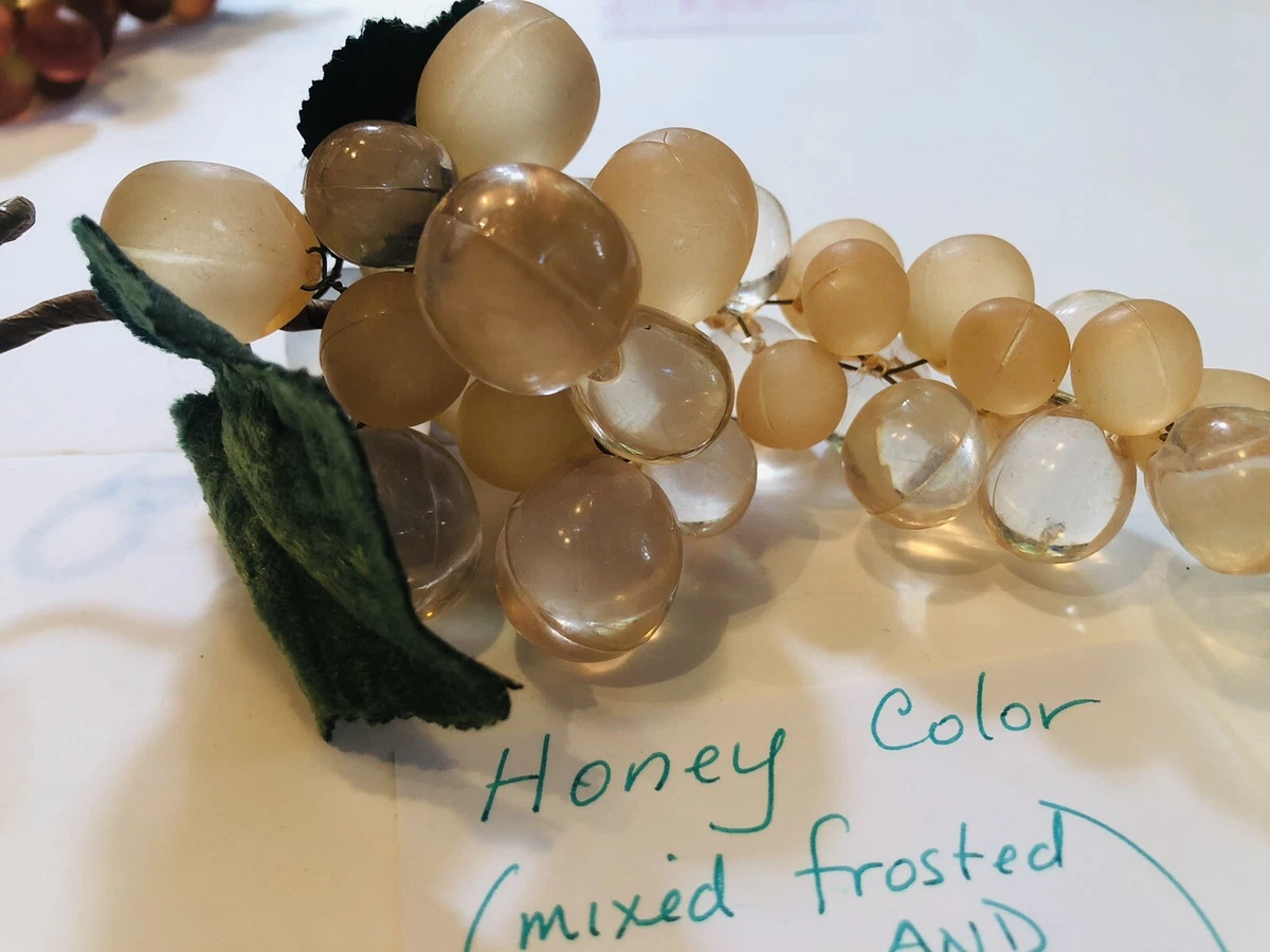 Vintage Lucite Acrylic Resin HONEY Color GRAPES Bunch Clear