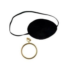 Pirate Eye Patch With Gold Ear Ring Fabric Halloween Birthday Party Decor