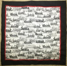 Old time Locomotives Trains Handkerchief Scarf 50% Cotton 50% Poly Made In USA
