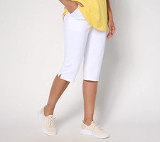 Denim Co. Duo Stretch Skimmer Pants w/Pockets - Women's XL - White