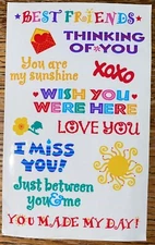 Mrs Grossman's ~ 1 Sheet Miss U Love Just Between You & Me Best Friends Stickers