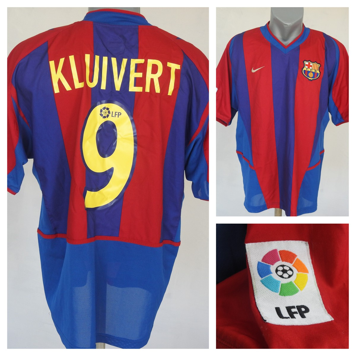 FC Barcelona 2002 2003 Home Jersey #9 Kuivert Nike Shirt Size L 