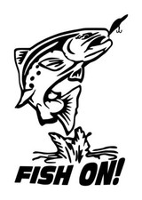 Fishing Fish On Decal 5 4"x6" Choose Color